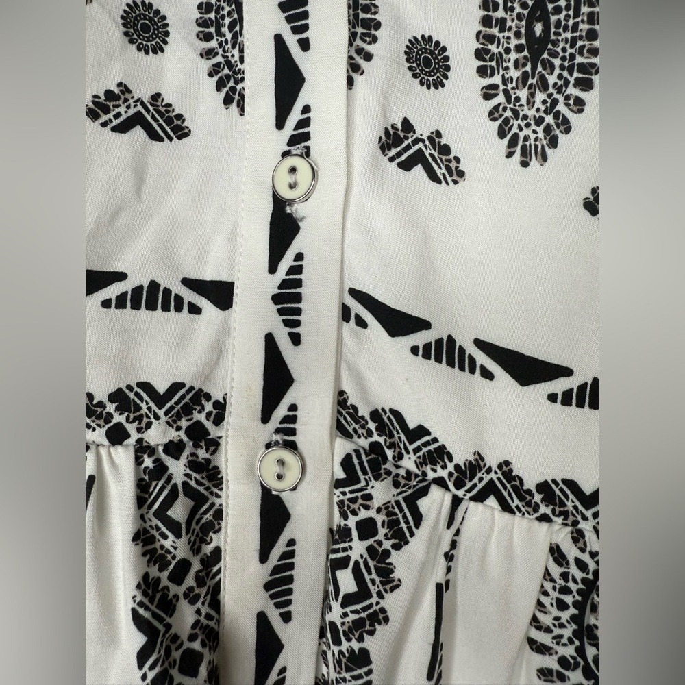 Hale Bob Hania Printed Mini Dress XS Black White Boho Viscose - Picture 6 of 11